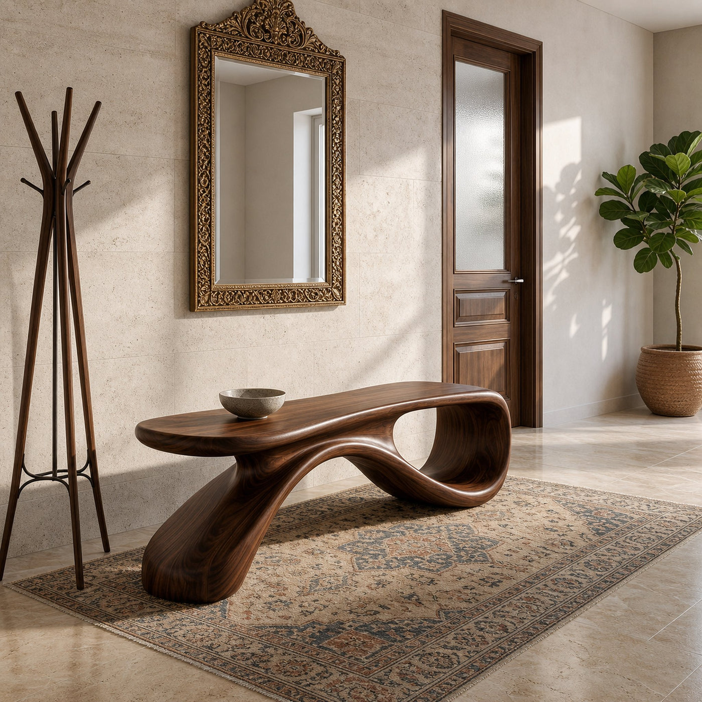 Artistic Wooden Bench For Modern Entryway Interior Decor - product view 7