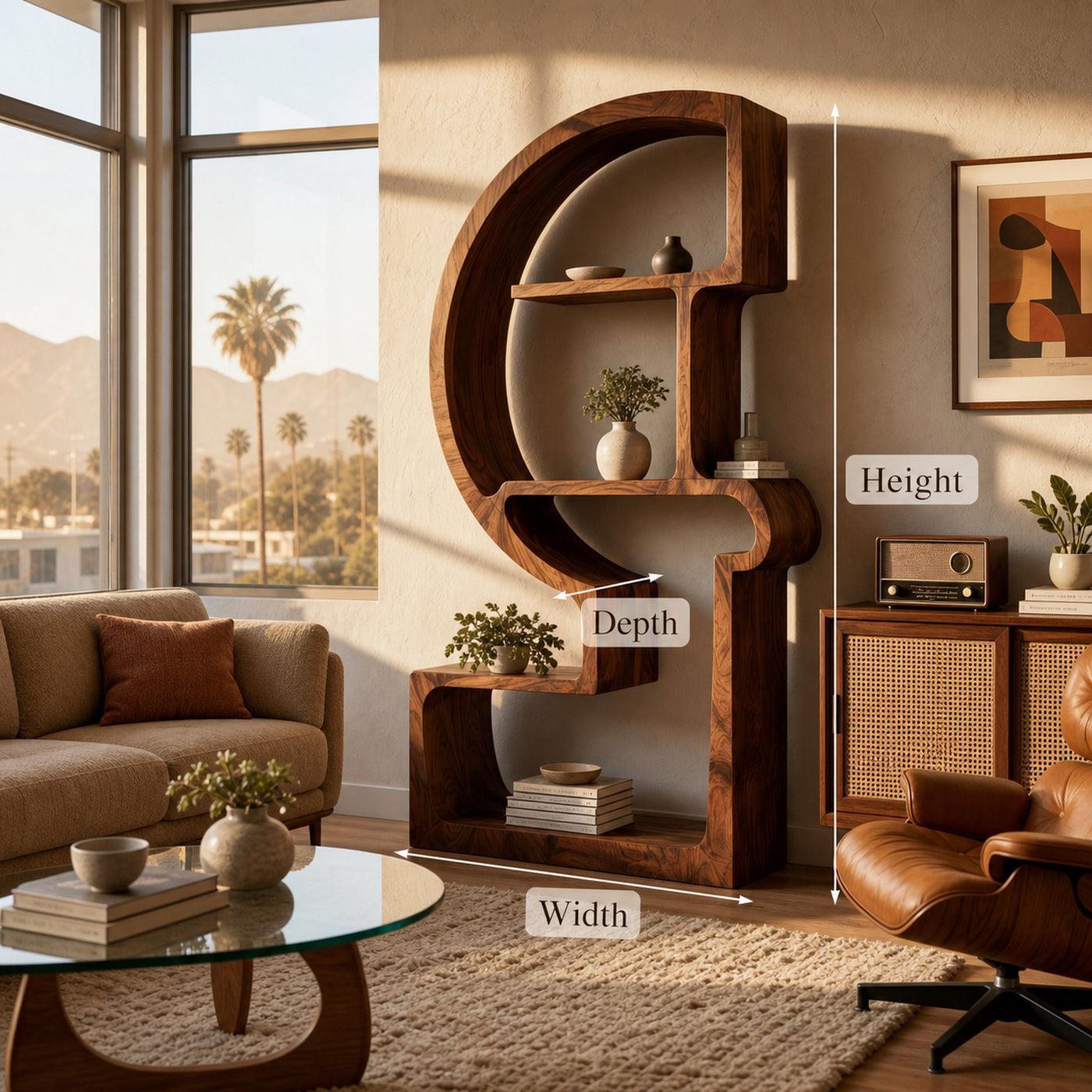 Artistic Wooden Bookshelf With Unique Curved Structure For Home - product view 8