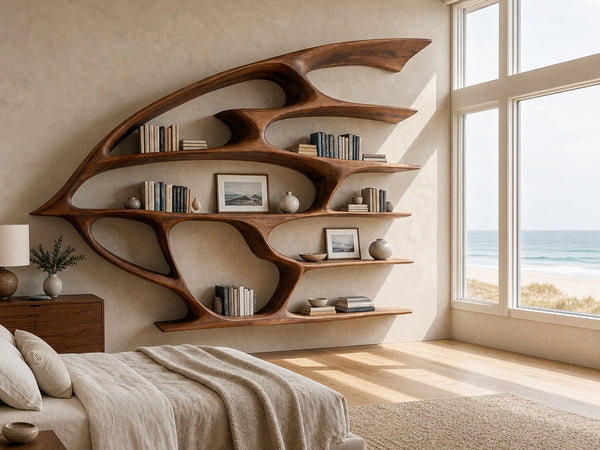 Artistic Wooden Wall Bookshelf For Living Room Decor