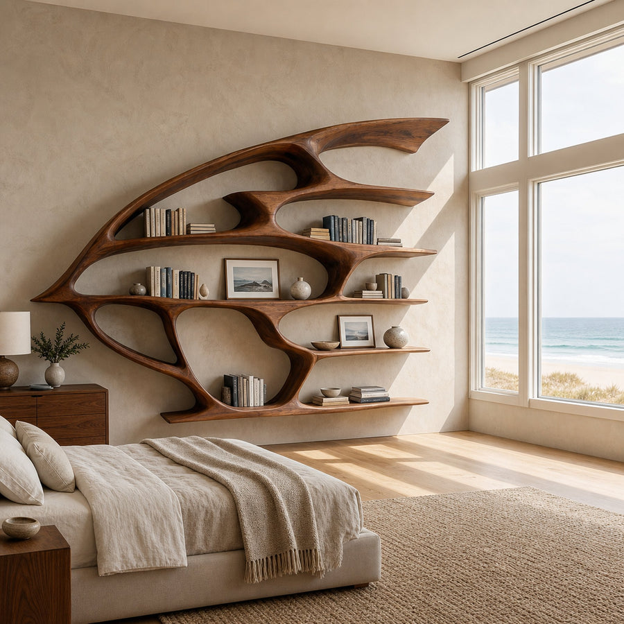 Artistic Wooden Wall Bookshelf For Living Room Decor