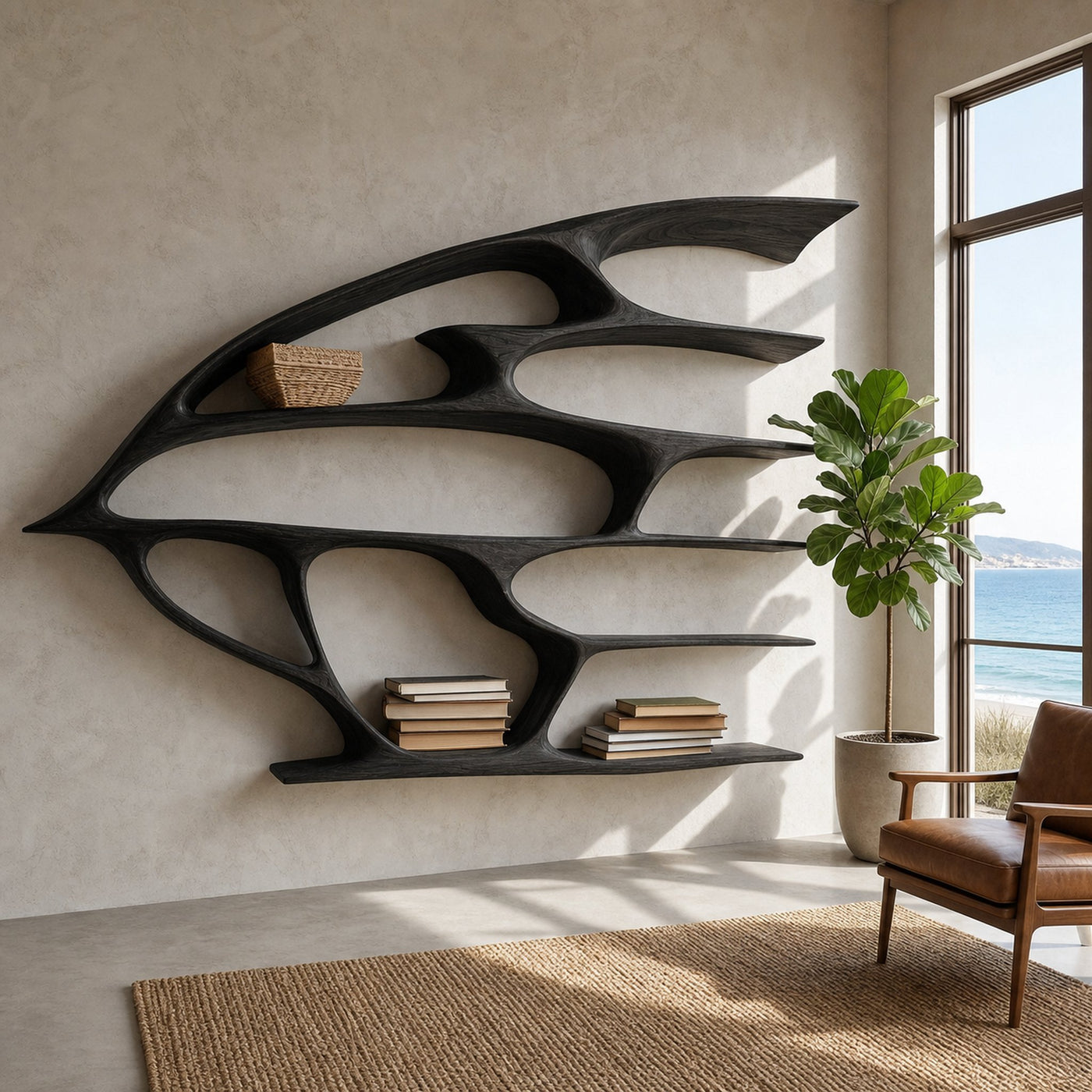 Artistic Wooden Wall Bookshelf For Living Room Decor - product view 4