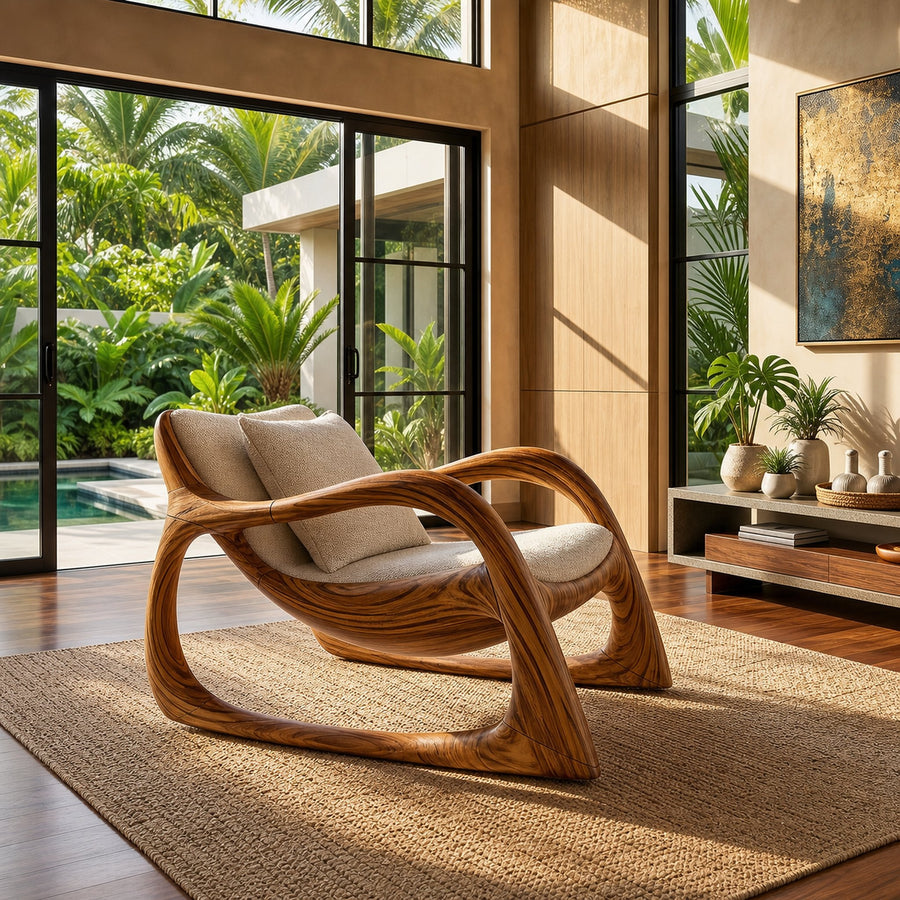 Biophilic Organic Accent Chair Tropical Sunroom