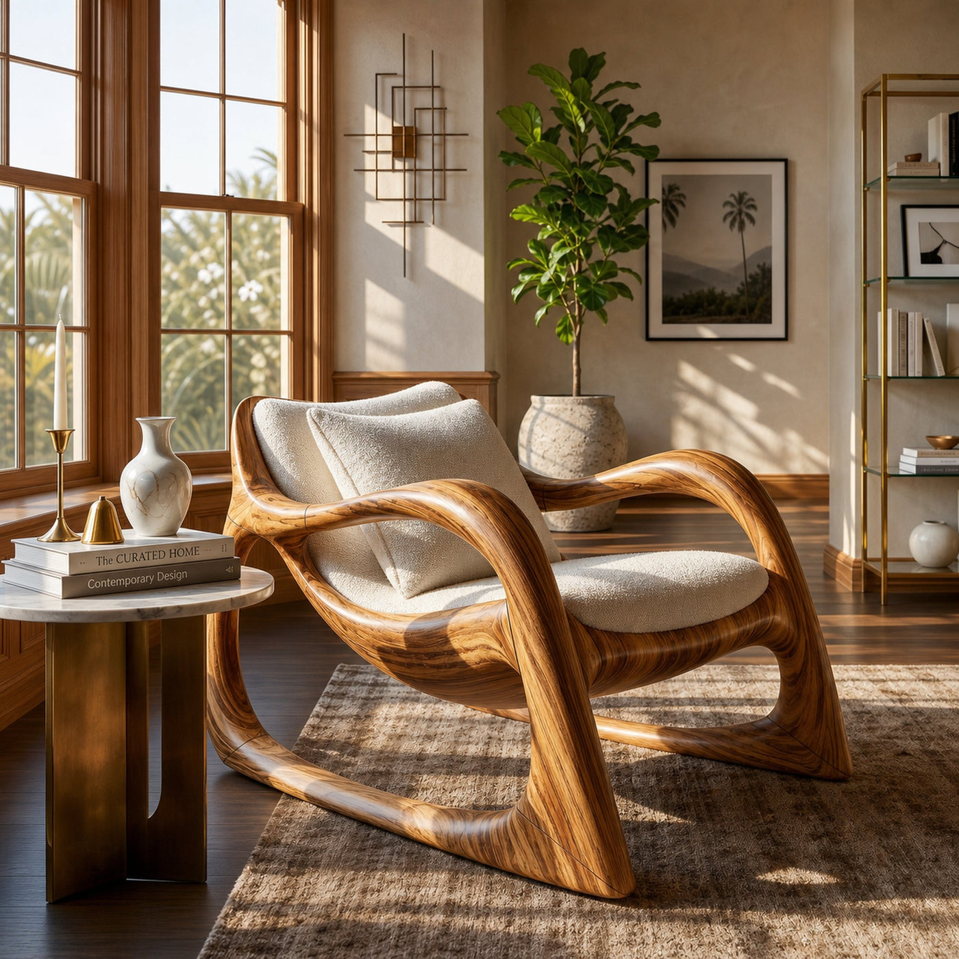 Biophilic Organic Accent Chair Tropical Sunroom - product view 6