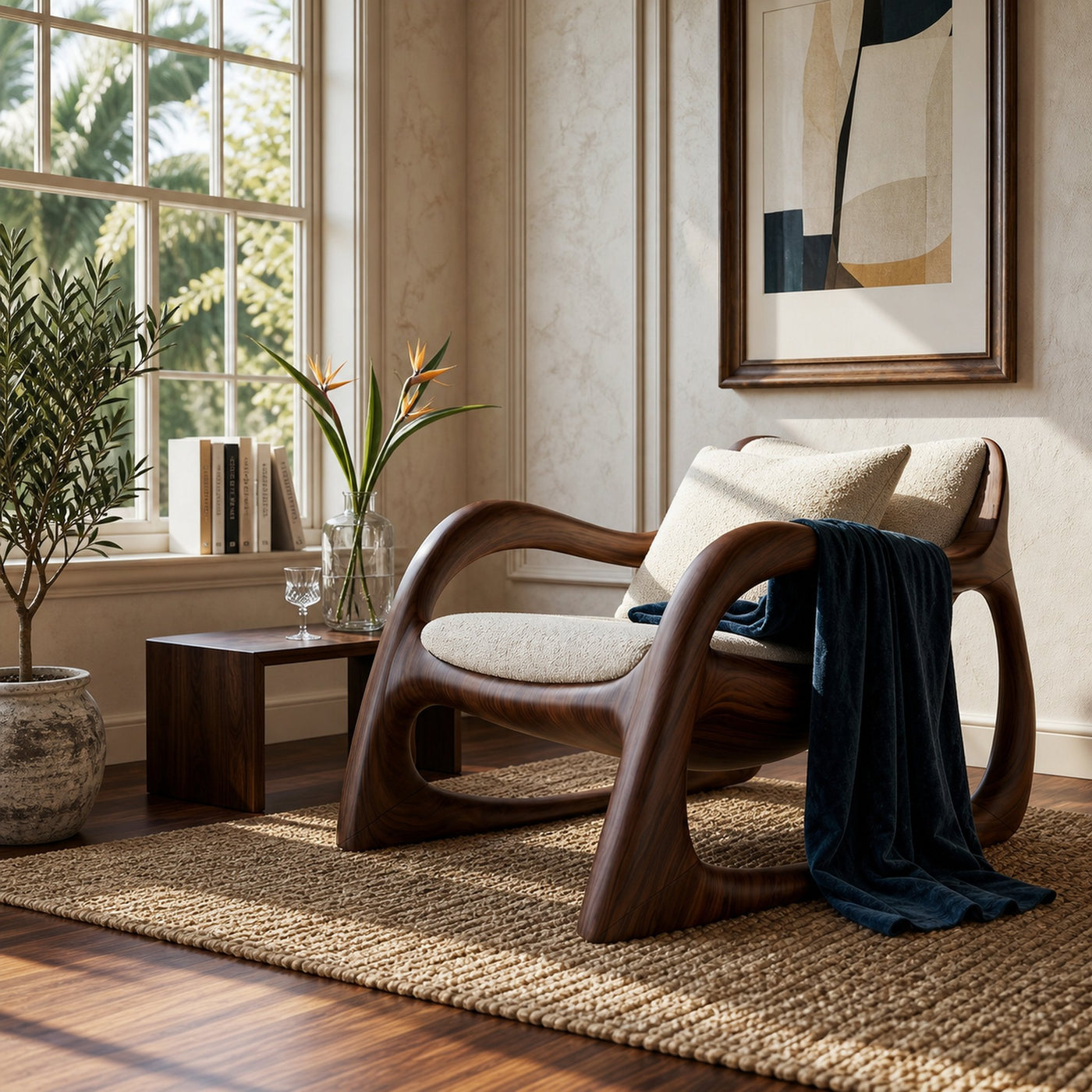 Biophilic Organic Accent Chair Tropical Sunroom - product view 7