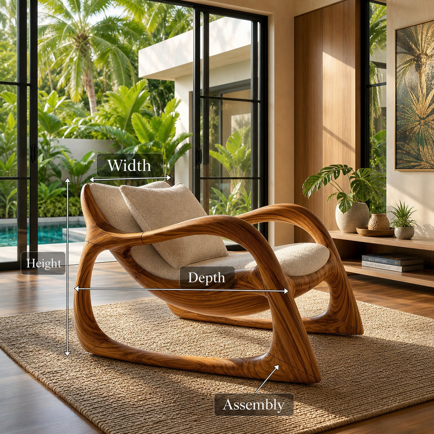 Biophilic Organic Accent Chair Tropical Sunroom - product view 8