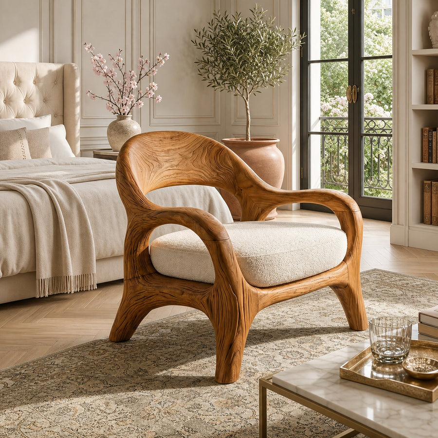 Biophilic Sculptural Accent Chair Conservatory Sunroom