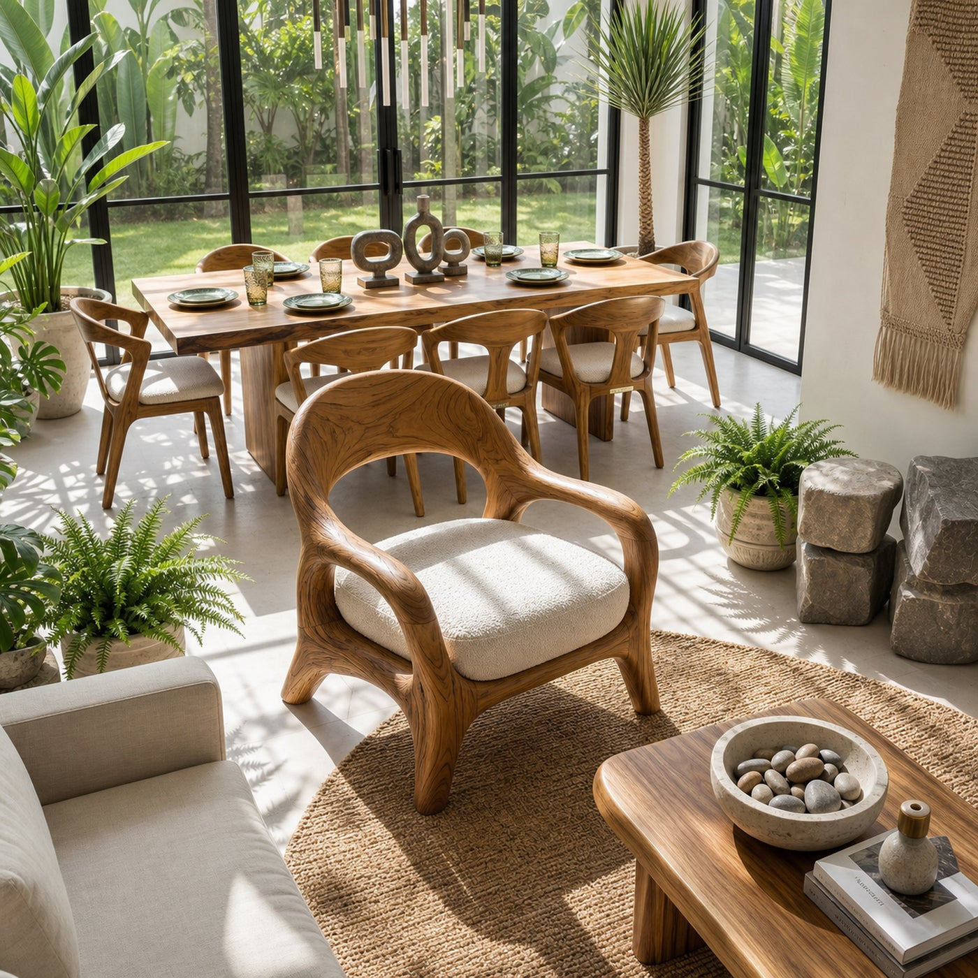 Biophilic Sculptural Accent Chair Conservatory Sunroom - product view 2