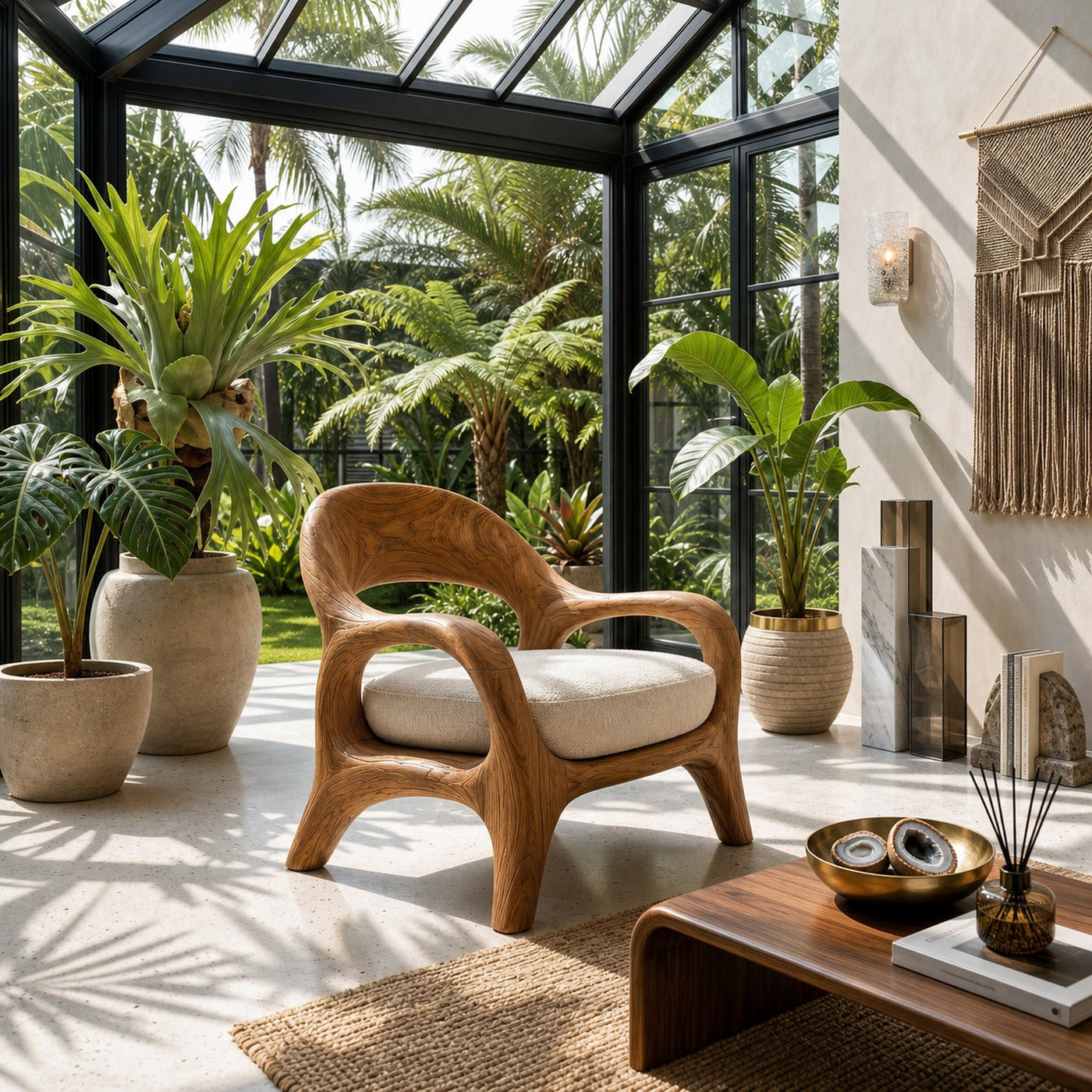 Biophilic Sculptural Accent Chair Conservatory Sunroom - product view 5