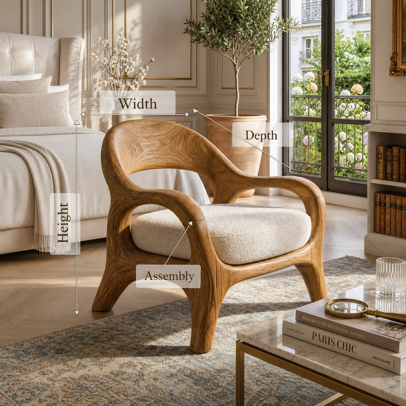 Biophilic Sculptural Accent Chair Conservatory Sunroom - product view 8