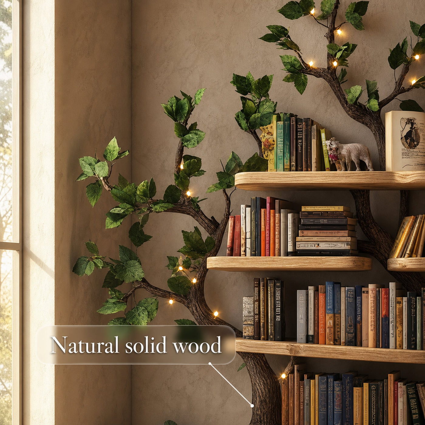 Black Tree Bookshelf Floating Shelf Bookcase - product view 3