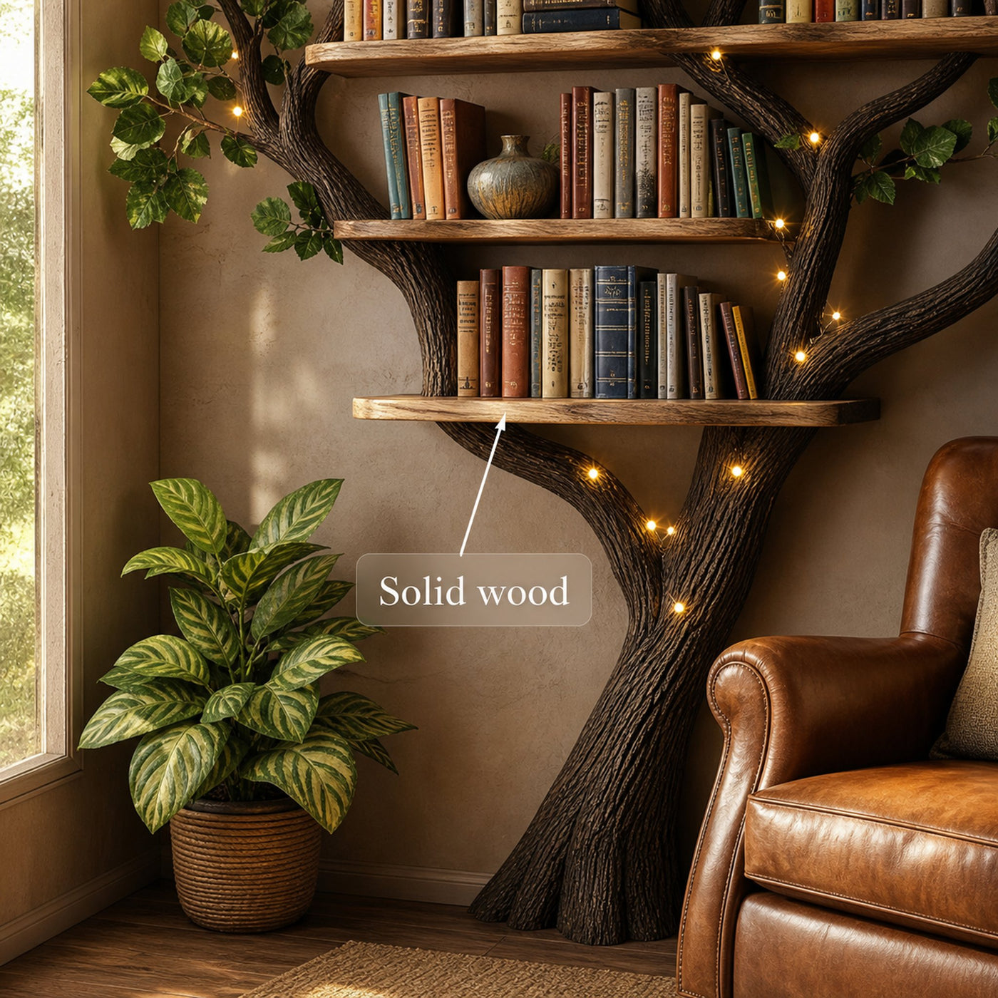 Black Tree Bookshelf Floating Shelf Bookcase - product view 4