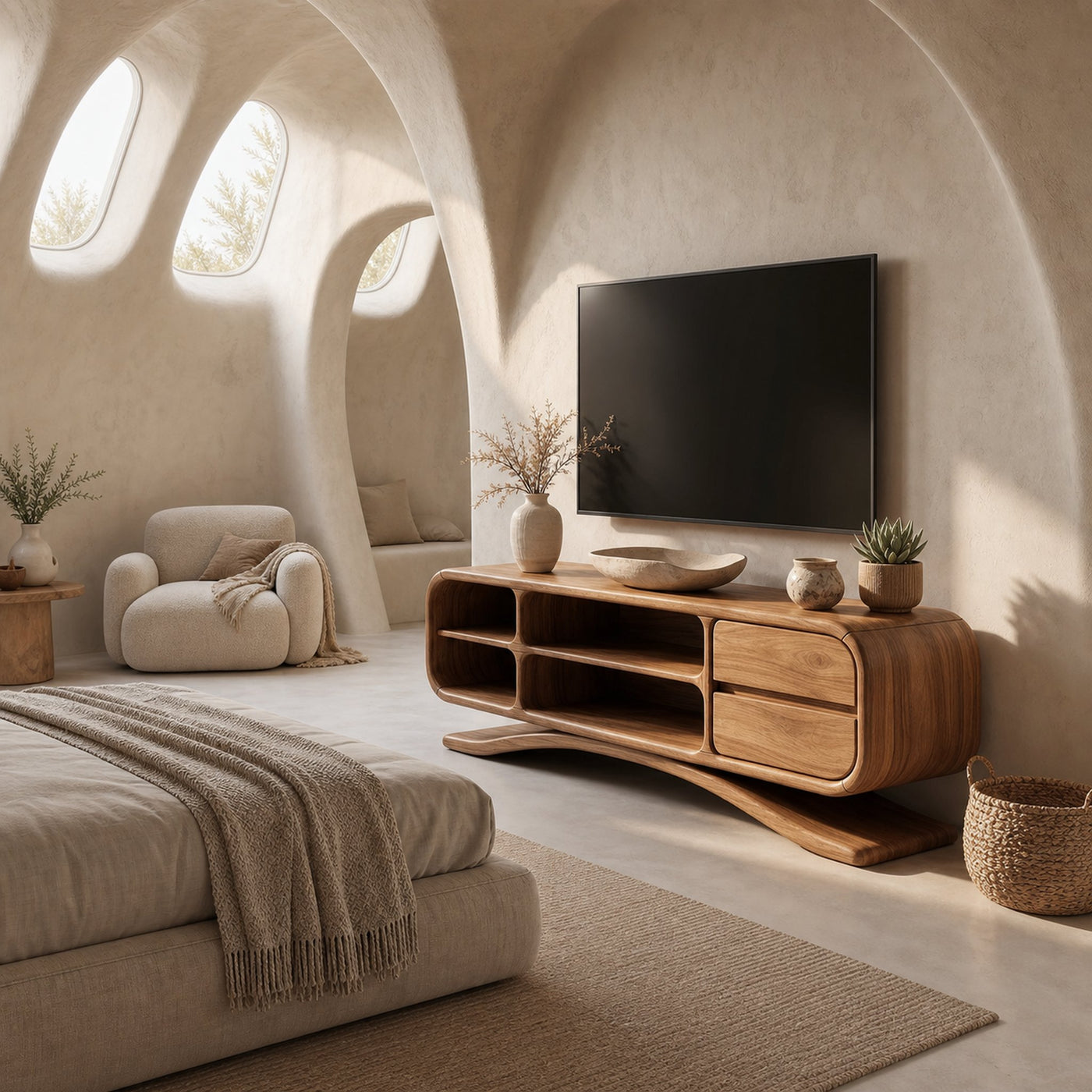 Boho Sculptural TV Cabinet For Artistic Living Room - product view 6