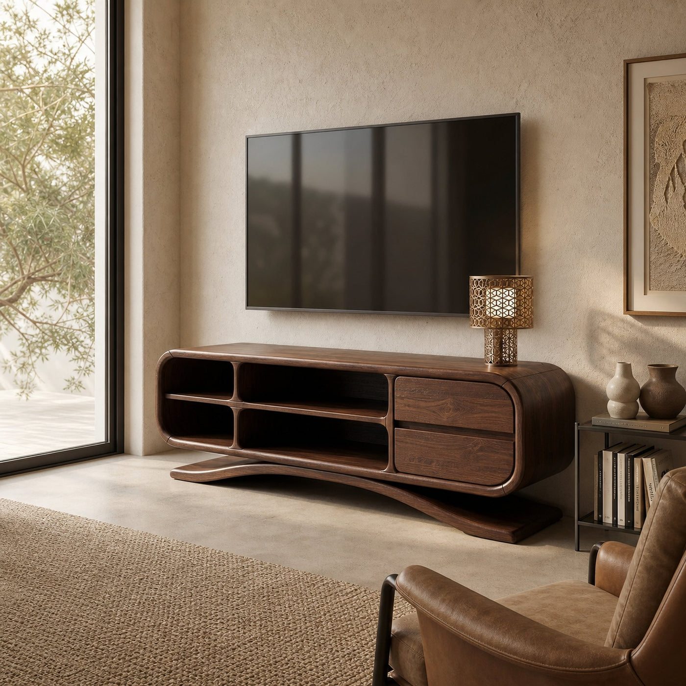 Boho Sculptural TV Cabinet For Artistic Living Room - product view 7