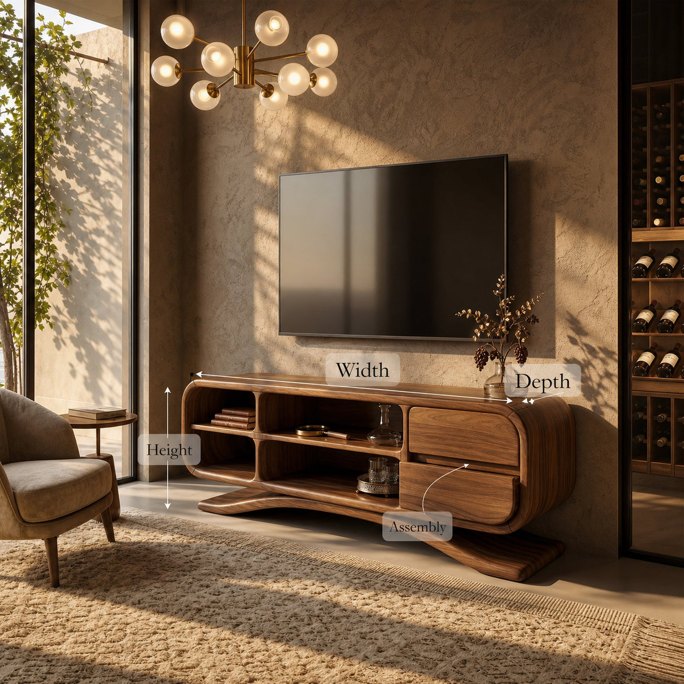 Boho Sculptural TV Cabinet For Artistic Living Room - product view 8