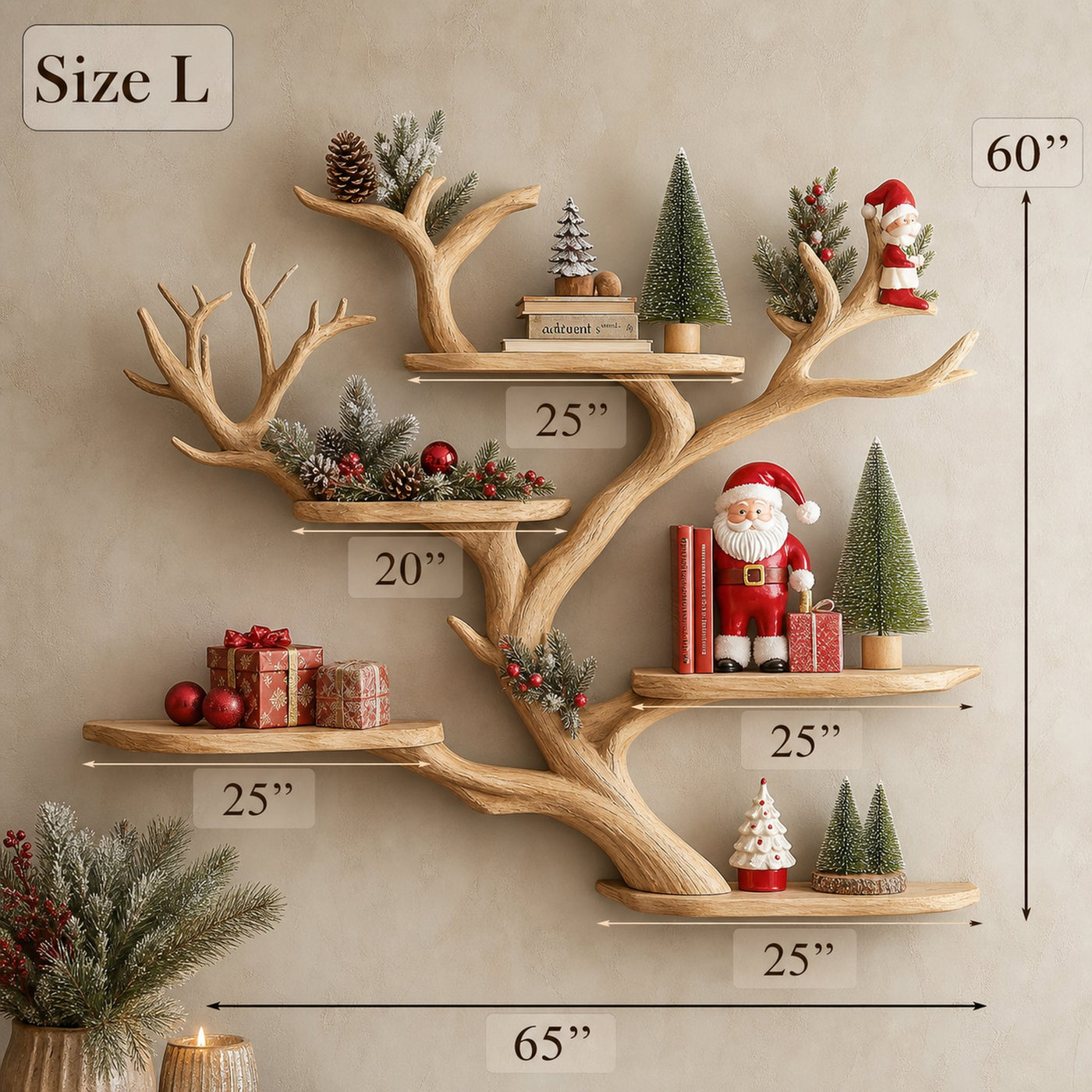 Branch Tree Shelf Floating Corner Shelf Mid Century - product view 6