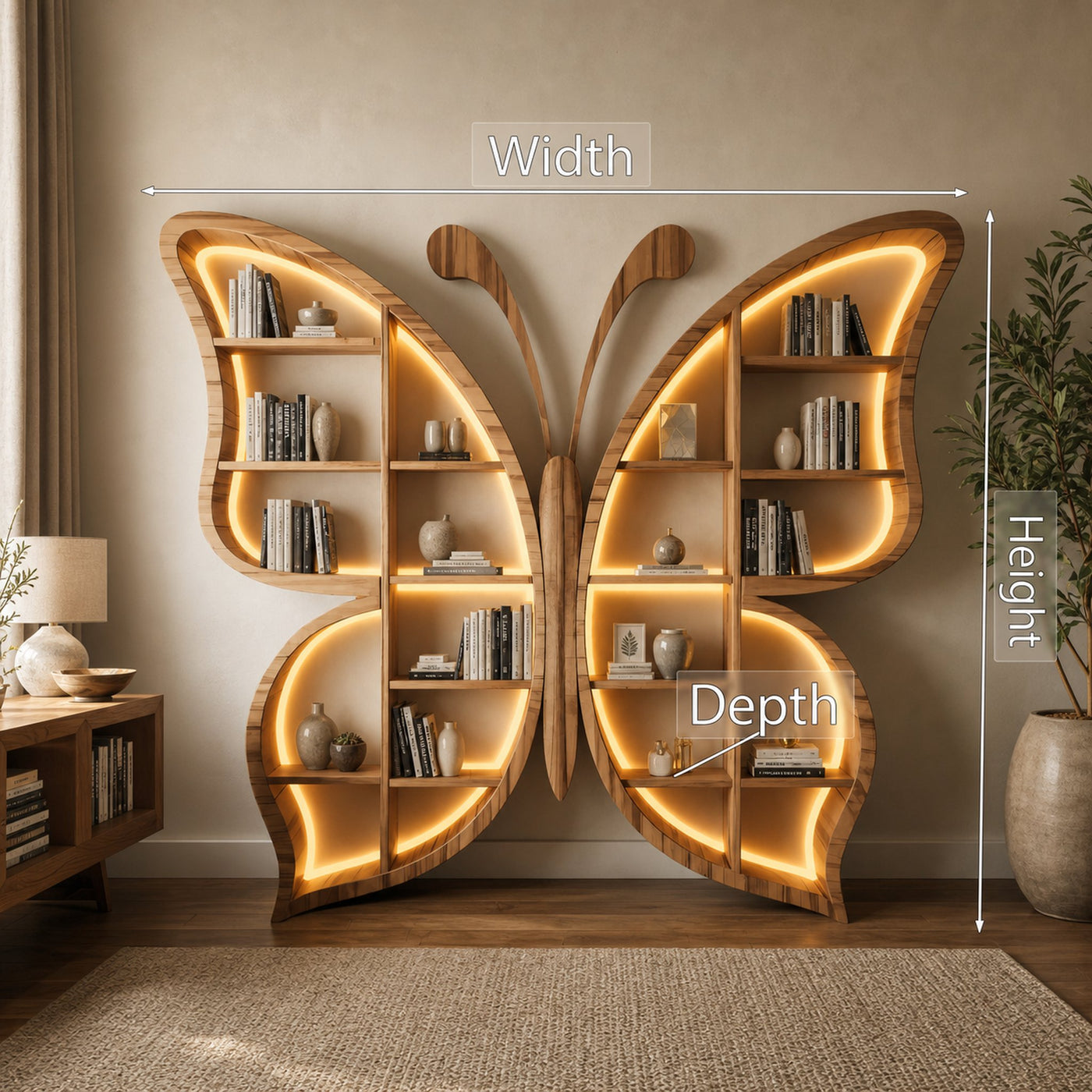 Butterfly Bookshelf With LED For Living Room Or Bedroom - product view 6