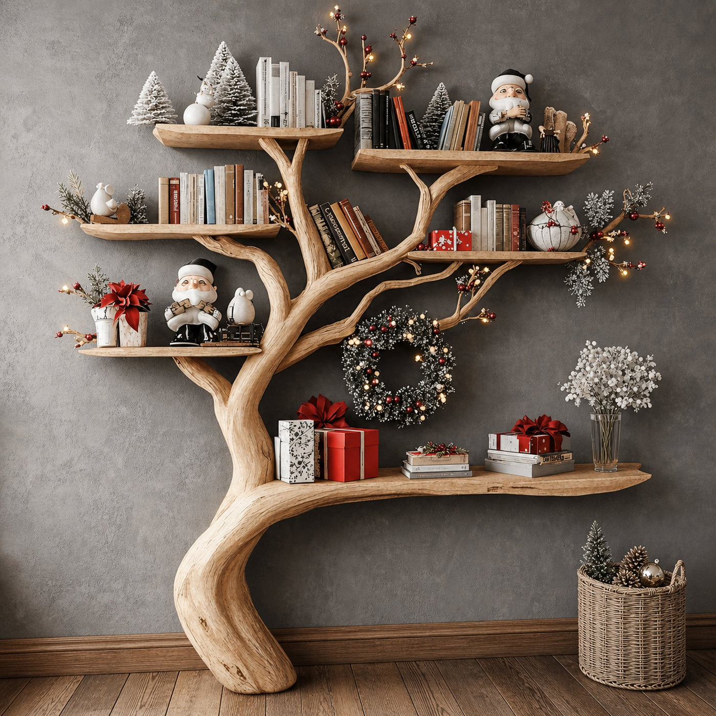 Christmas Tree Branch Shelf Xmas Floating Bookshelf Christmas Gift