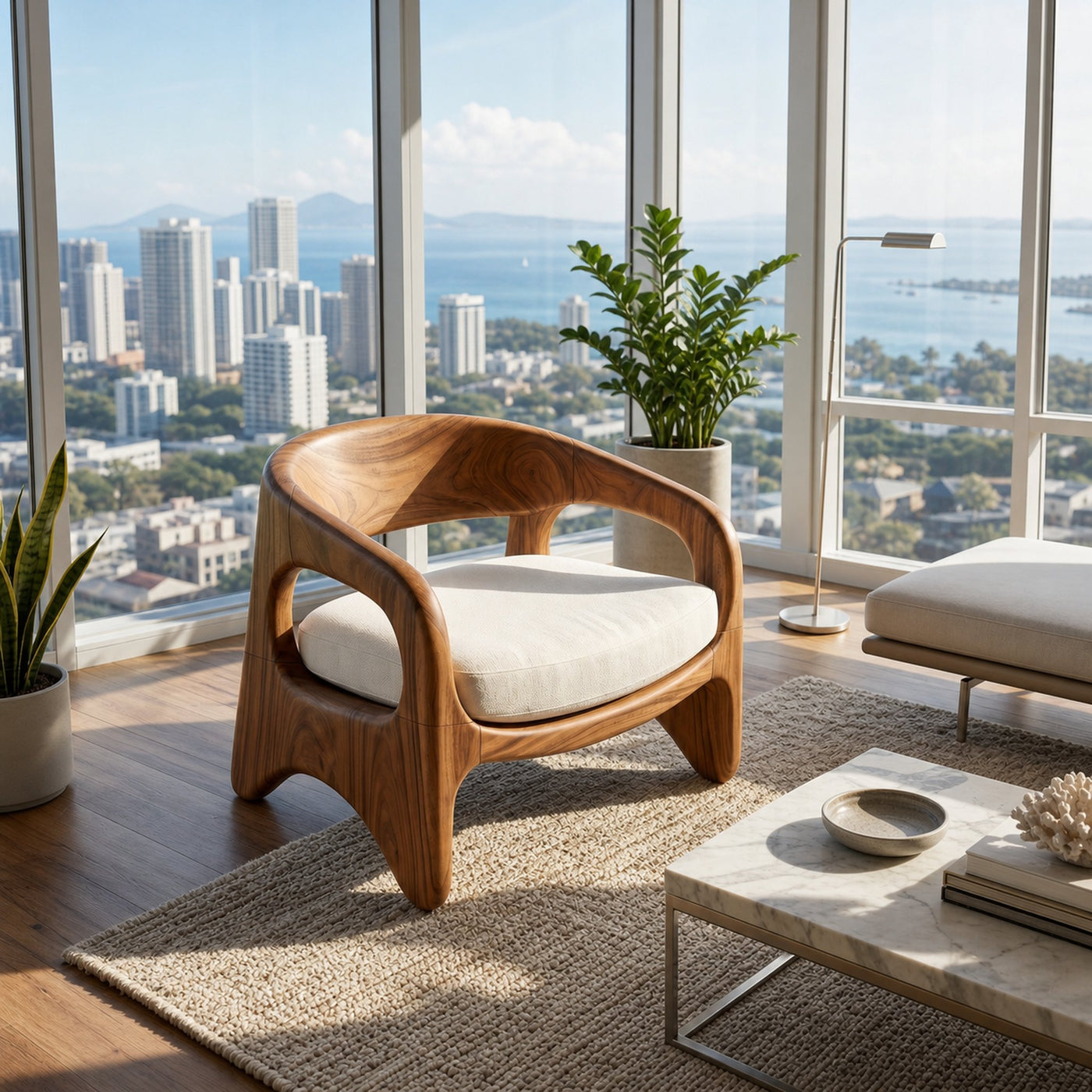 Coastal Contemporary Accent Chair Ocean View Living Room - product view 6
