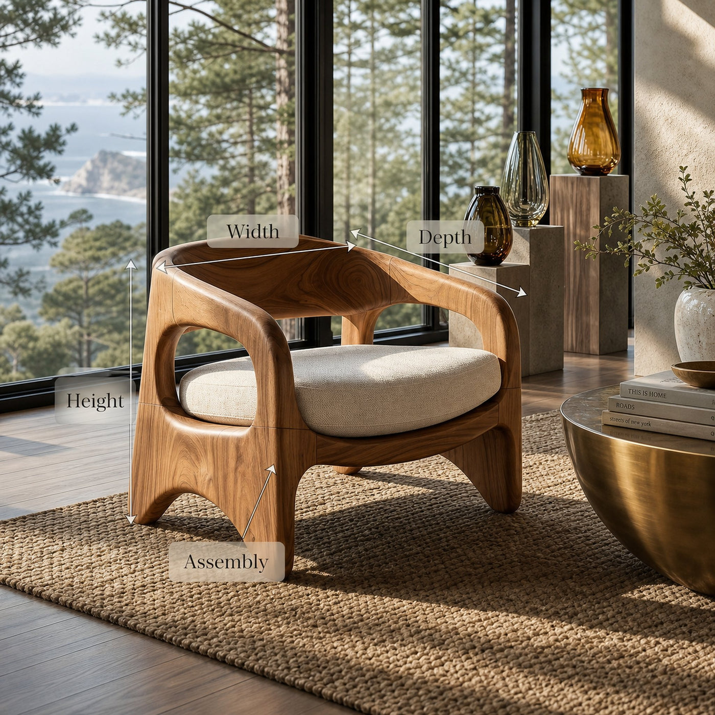 Coastal Contemporary Accent Chair Ocean View Living Room - product view 8