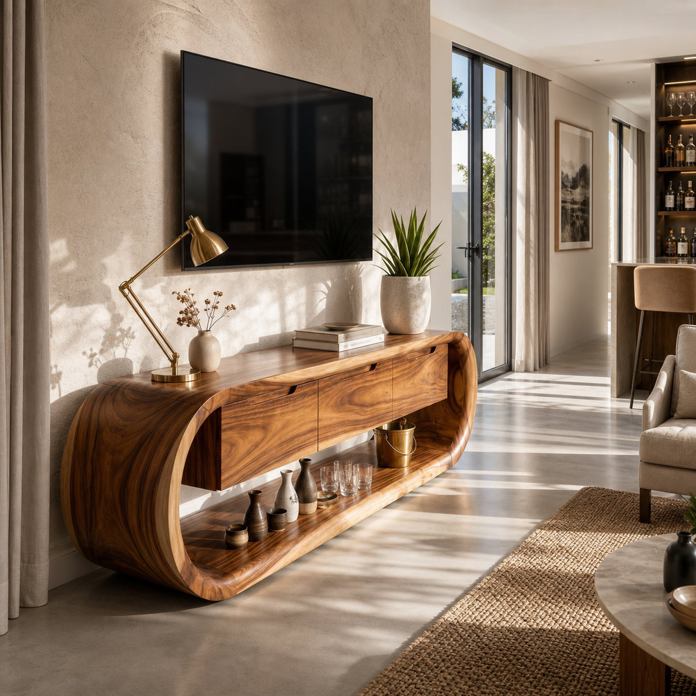 Coastal Greek Island TV Stand For Santorini Style Living Room - product view 6