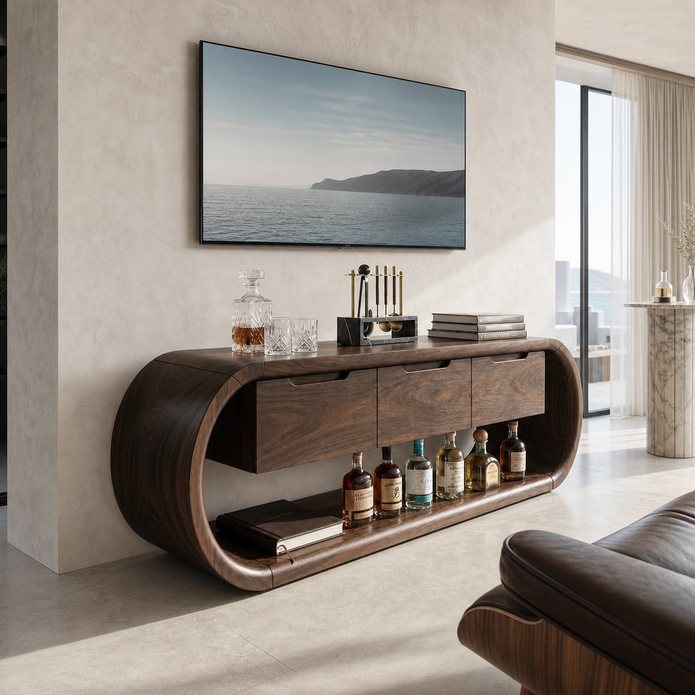 Coastal Greek Island TV Stand For Santorini Style Living Room - product view 7