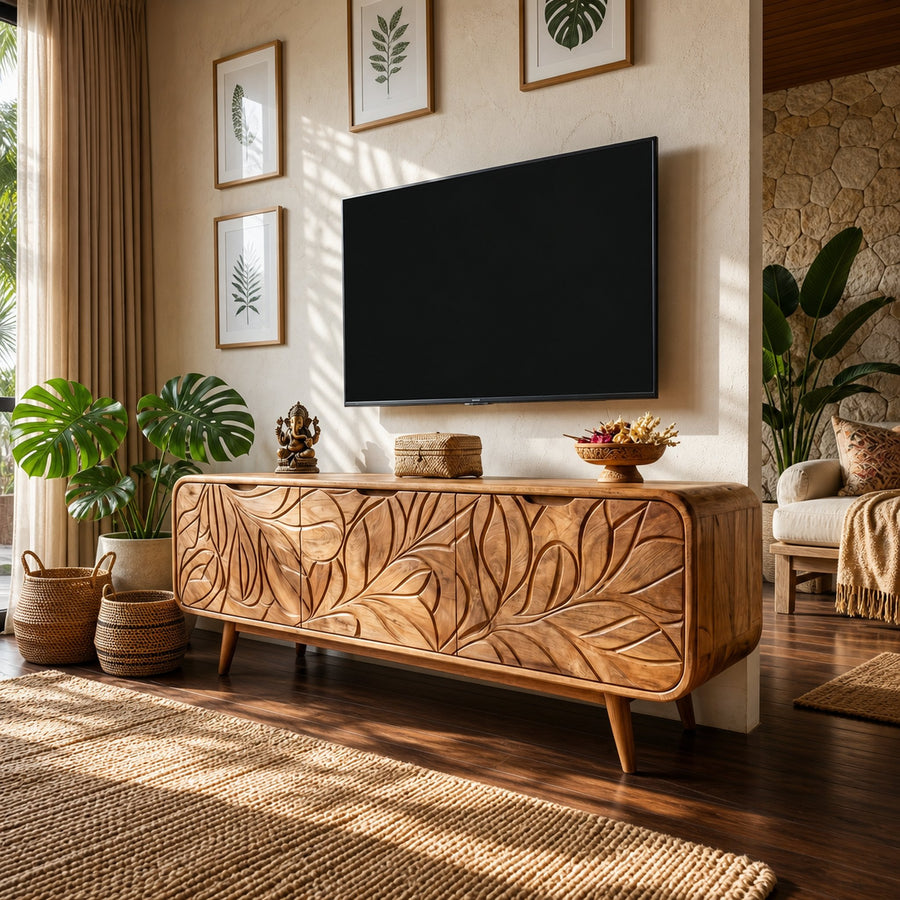 Coastal Modern TV Cabinet For Beach House Decor