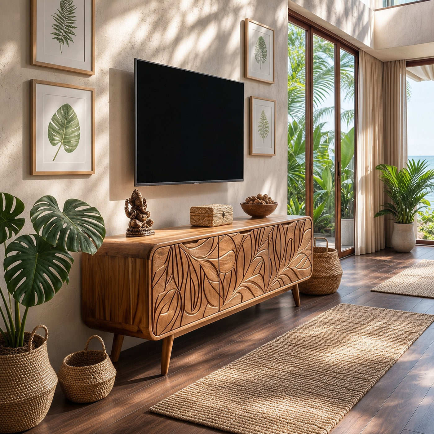Coastal Modern TV Cabinet For Beach House Decor - product view 6