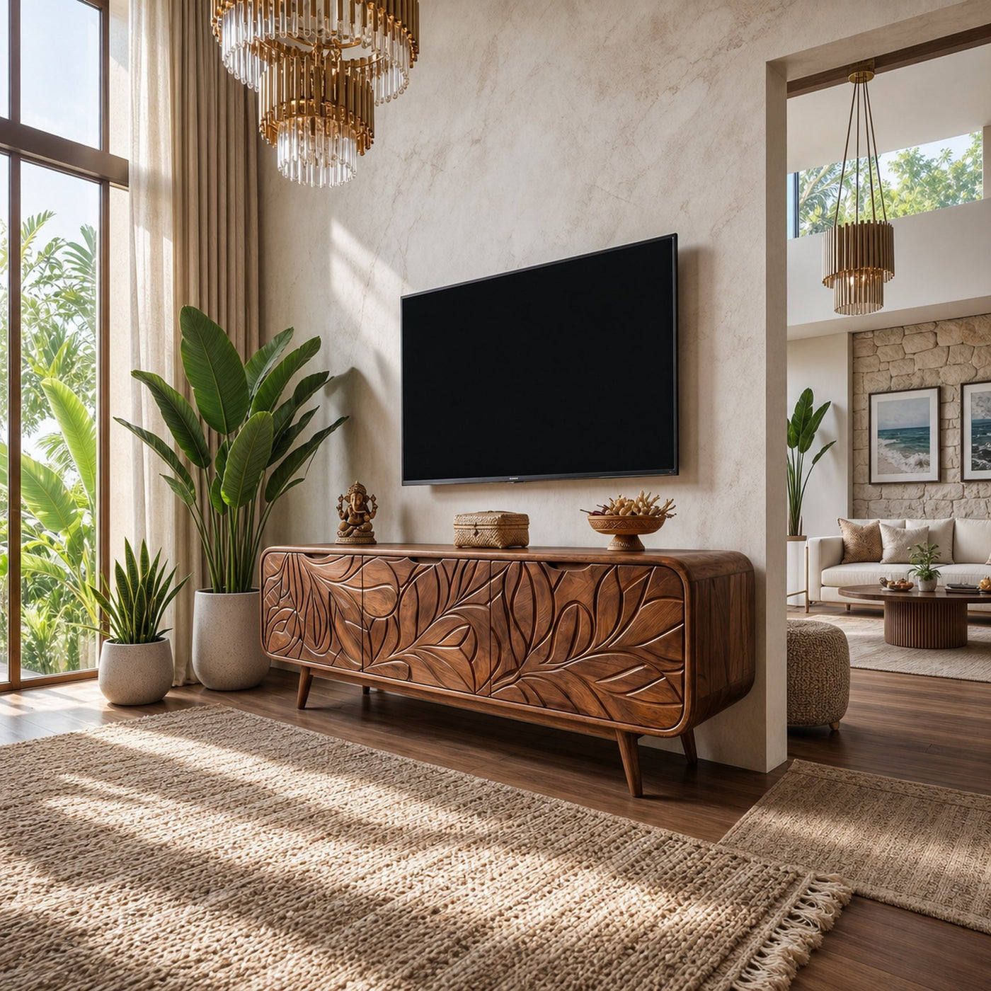 Coastal Modern TV Cabinet For Beach House Decor - product view 7