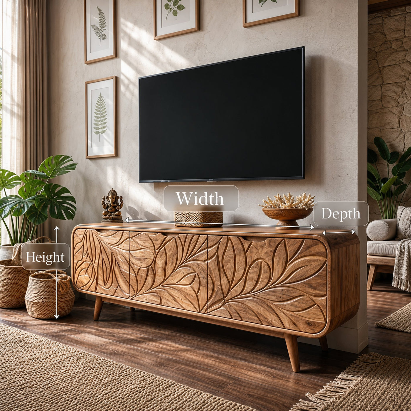 Coastal Modern TV Cabinet For Beach House Decor - product view 8