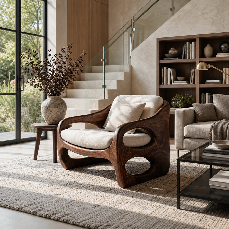 Contemporary Accent Chair With Rounded Frame For Living Room