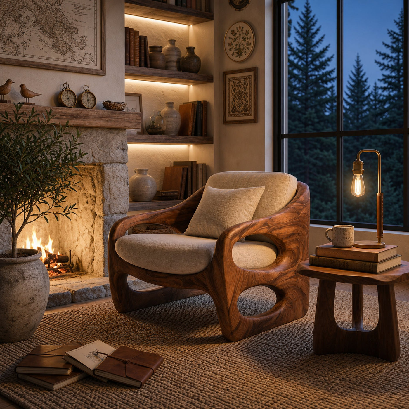 Contemporary Accent Chair With Rounded Frame For Living Room - product view 6