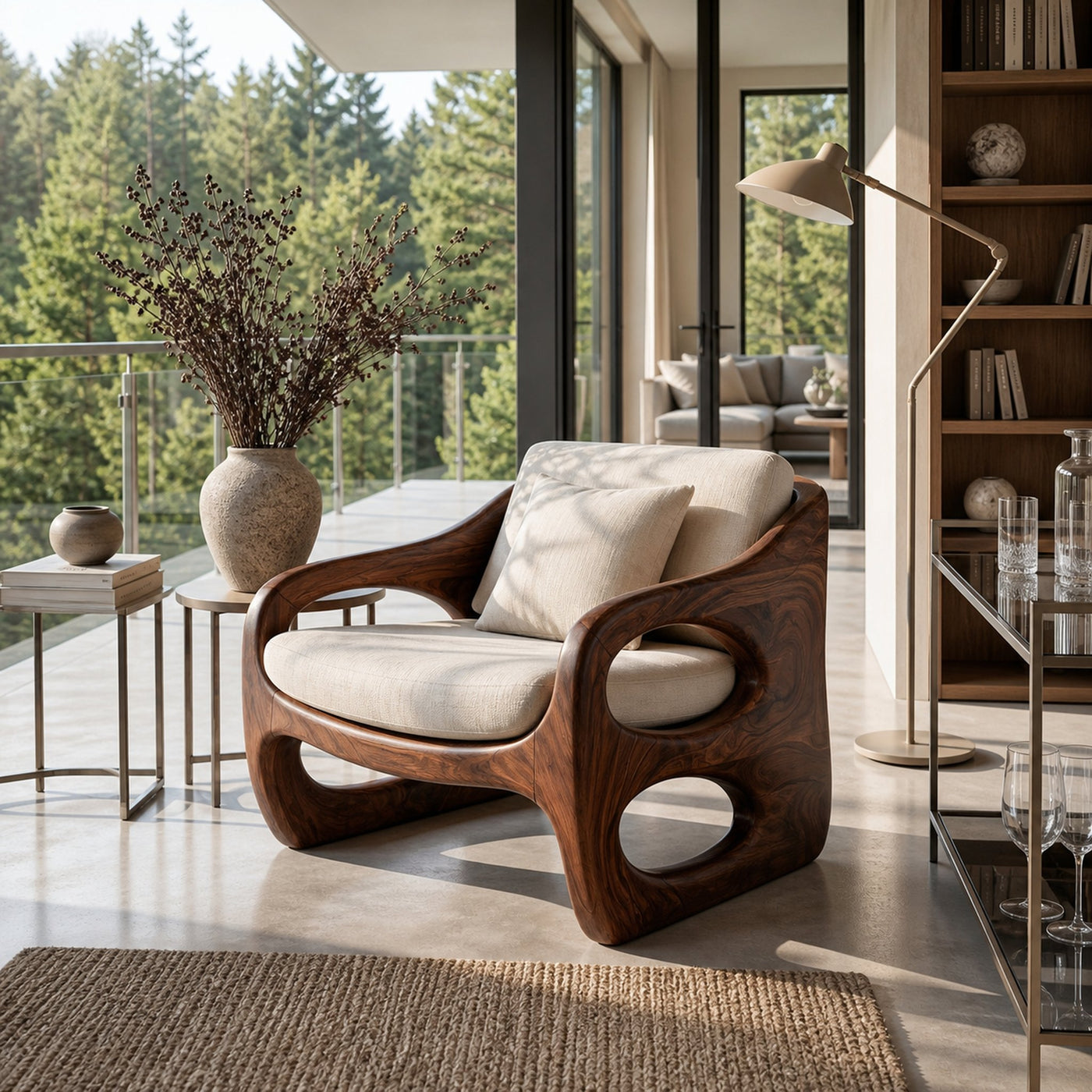 Contemporary Accent Chair With Rounded Frame For Living Room - product view 7