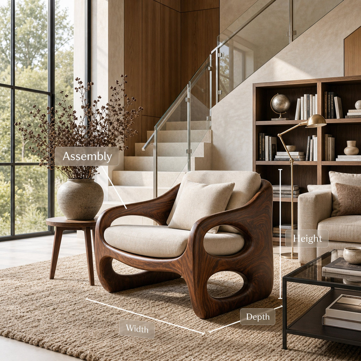 Contemporary Accent Chair With Rounded Frame For Living Room - product view 8