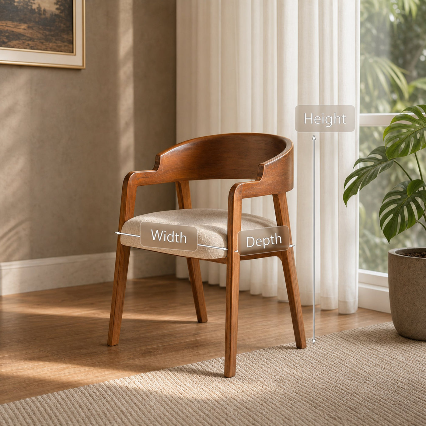Contemporary Armchair With Curved Seating For Living Room - product view 6