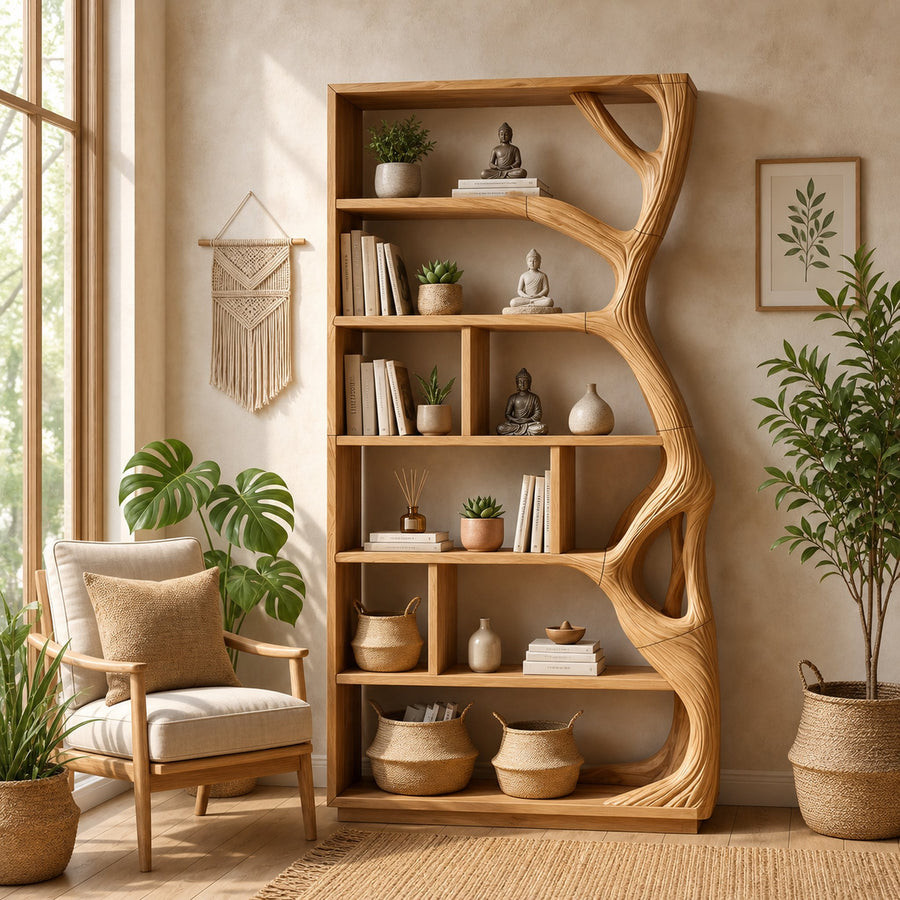 Contemporary Artistic Bookcase Storage Organizer For Office Space