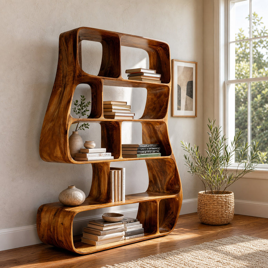 Contemporary Artistic Bookshelf Bedroom Corner Display