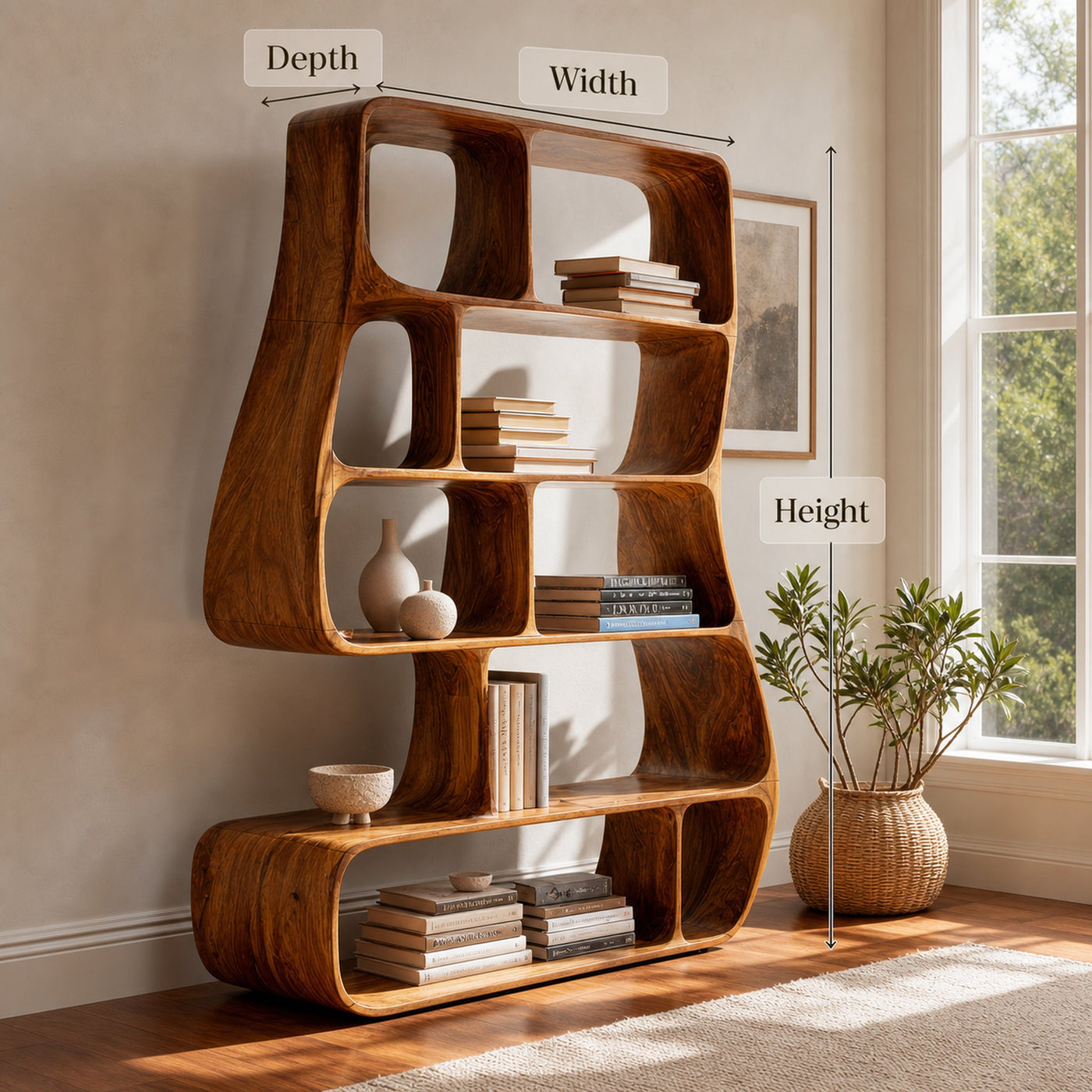 Contemporary Artistic Bookshelf Bedroom Corner Display - product view 8