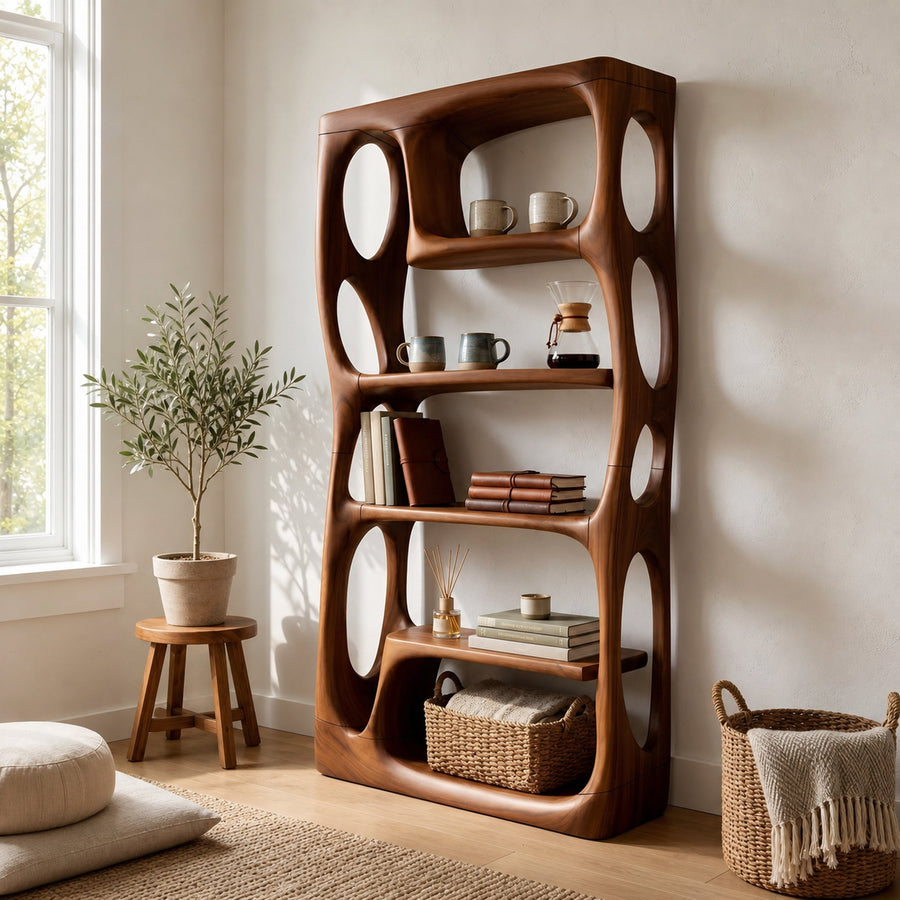 Contemporary Artistic Bookshelf Storage Organizer For Living Room