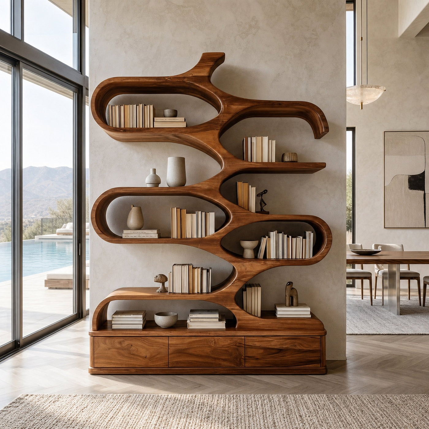 Contemporary Artistic Sculptural Bookshelf For Living Room