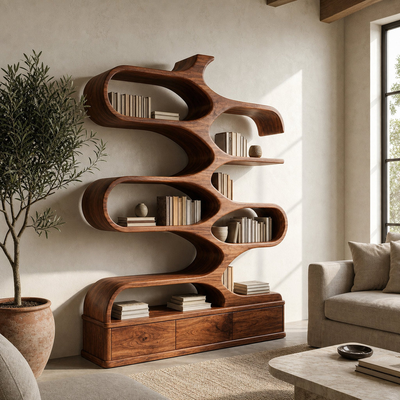 Contemporary Artistic Sculptural Bookshelf For Living Room - product view 2
