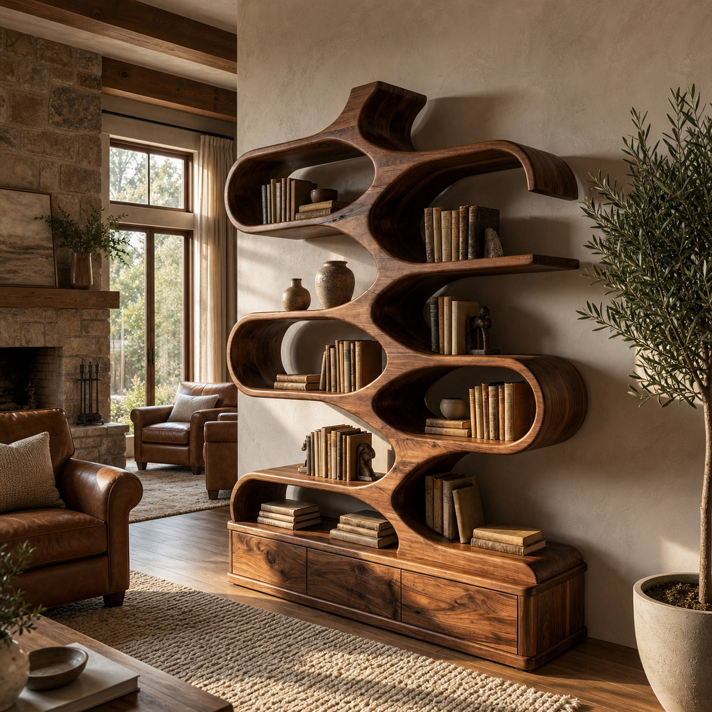 Contemporary Artistic Sculptural Bookshelf For Living Room - product view 3