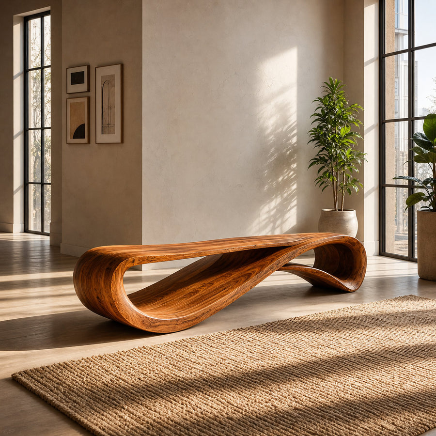Contemporary Bench With Wave Shape For Living Room