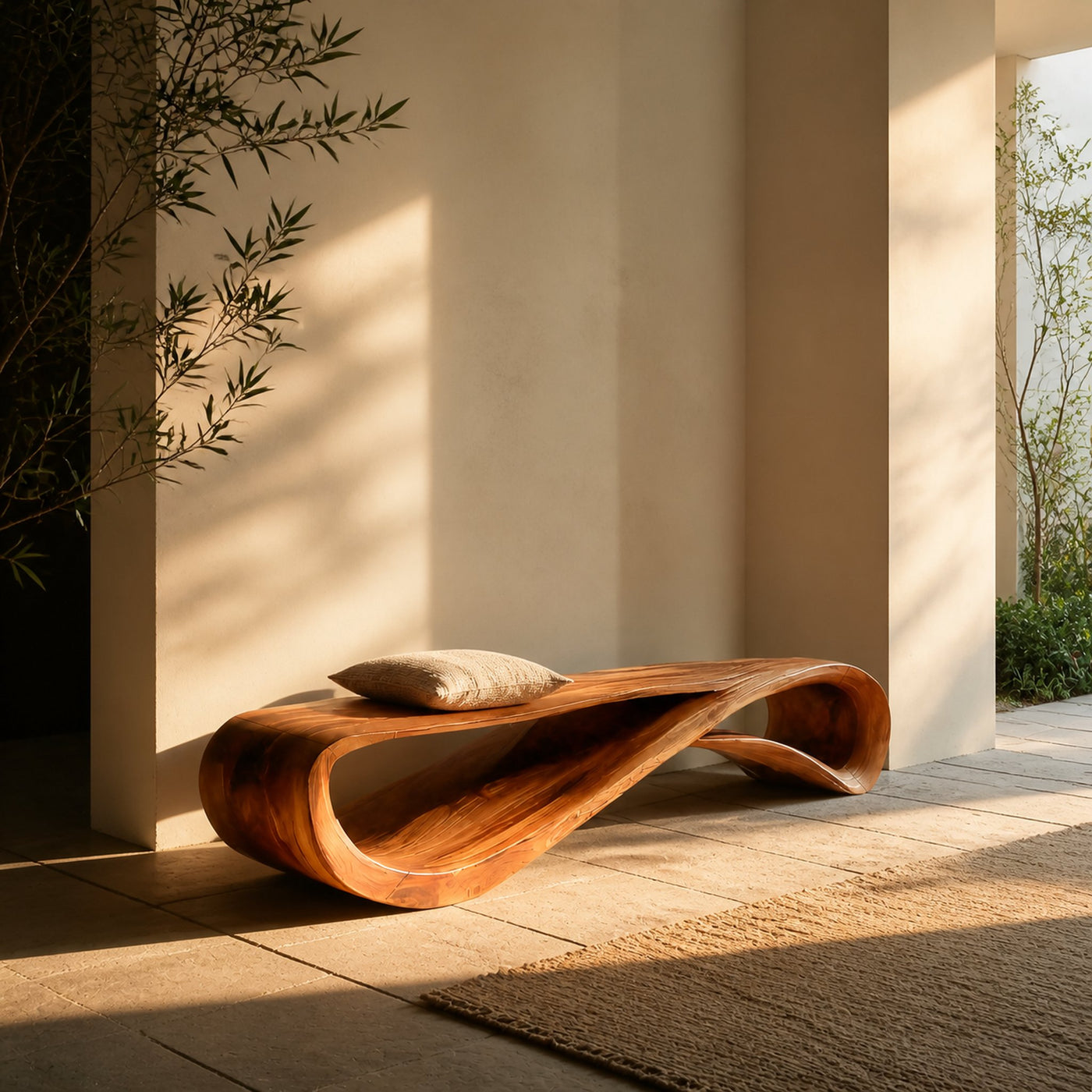 Contemporary Bench With Wave Shape For Living Room - product view 2