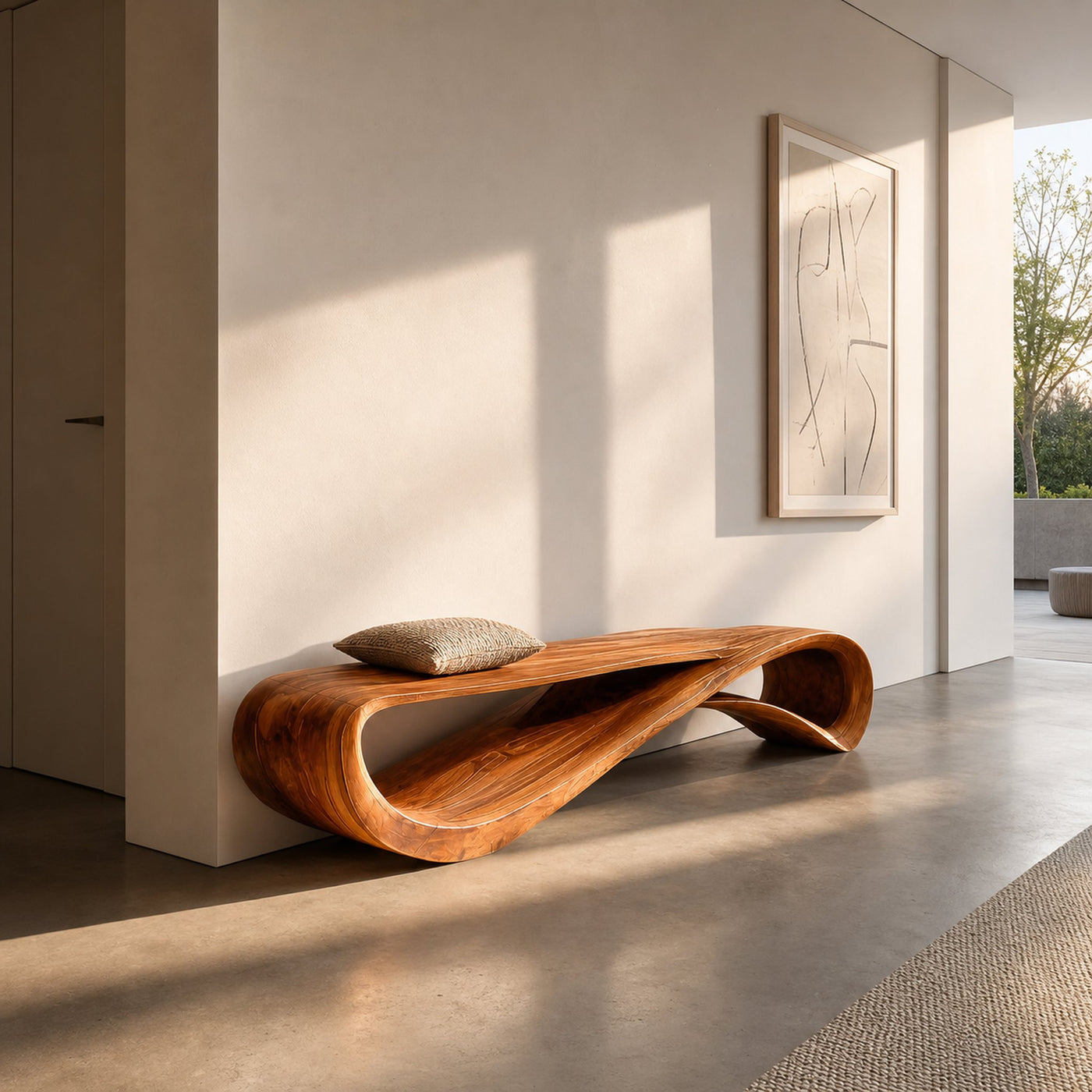 Contemporary Bench With Wave Shape For Living Room - product view 3