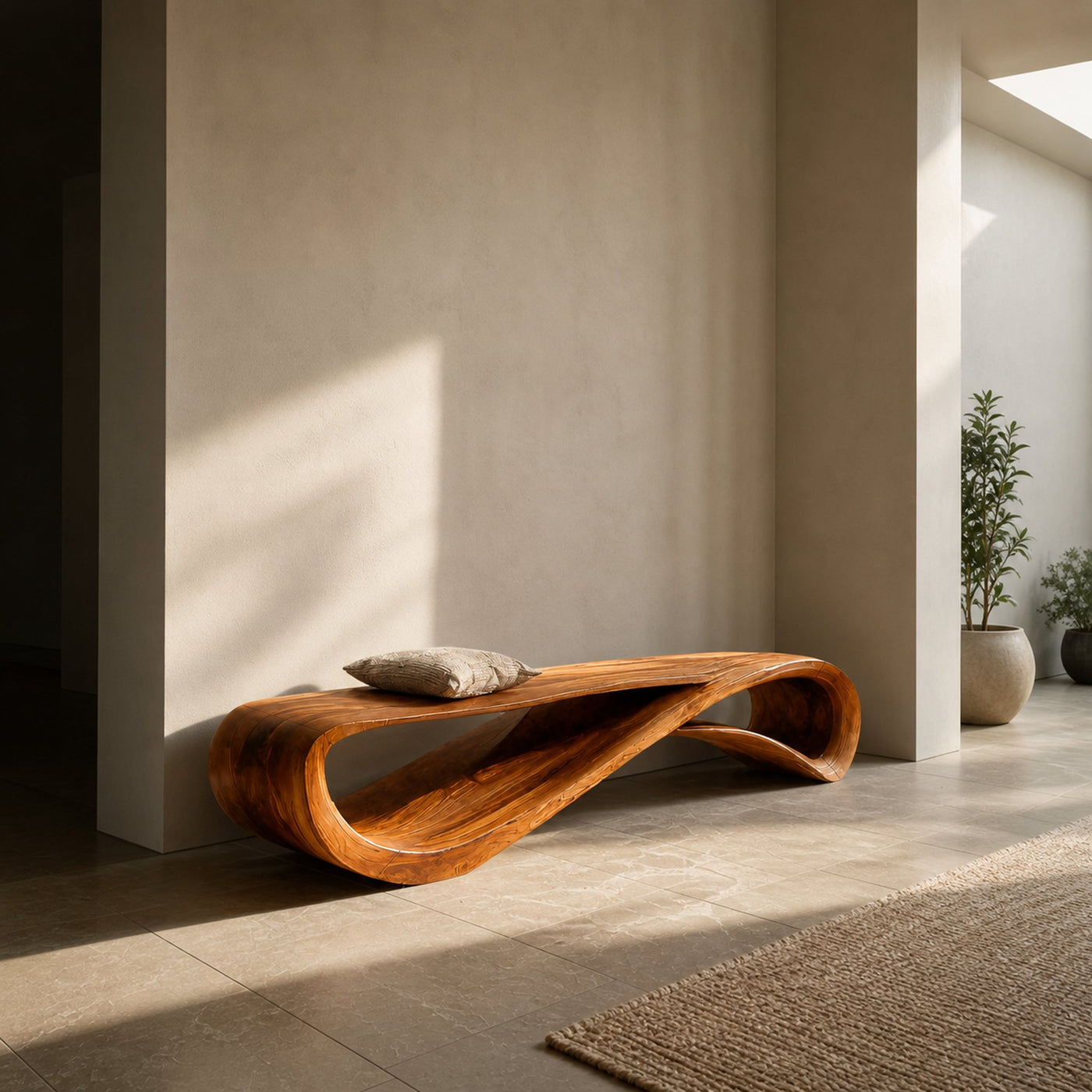 Contemporary Bench With Wave Shape For Living Room - product view 6