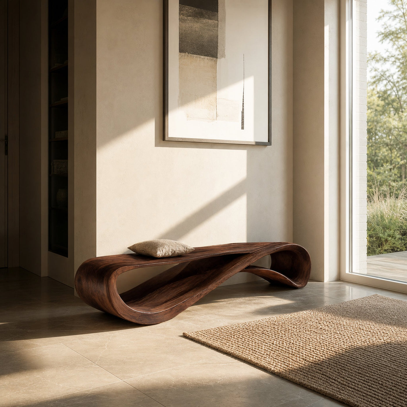 Contemporary Bench With Wave Shape For Living Room - product view 7