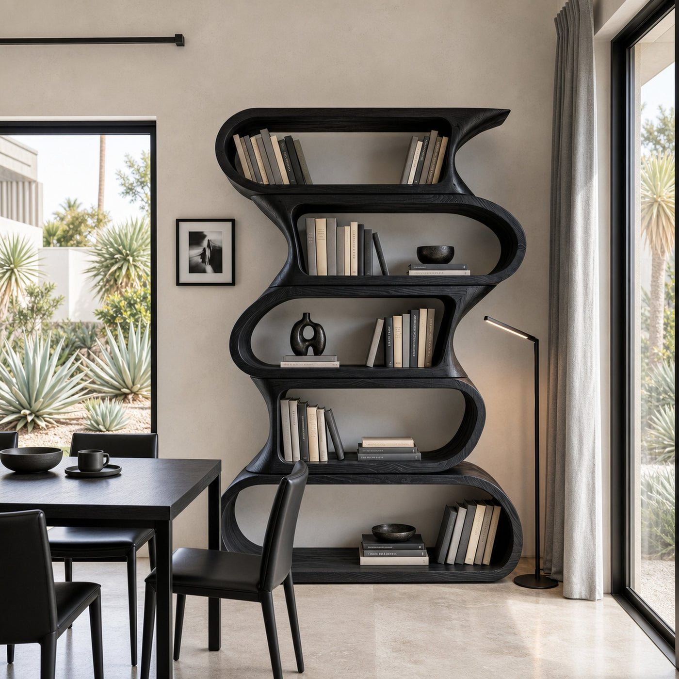 Contemporary Bookshelf With Rounded Tiers For Living Room - product view 4