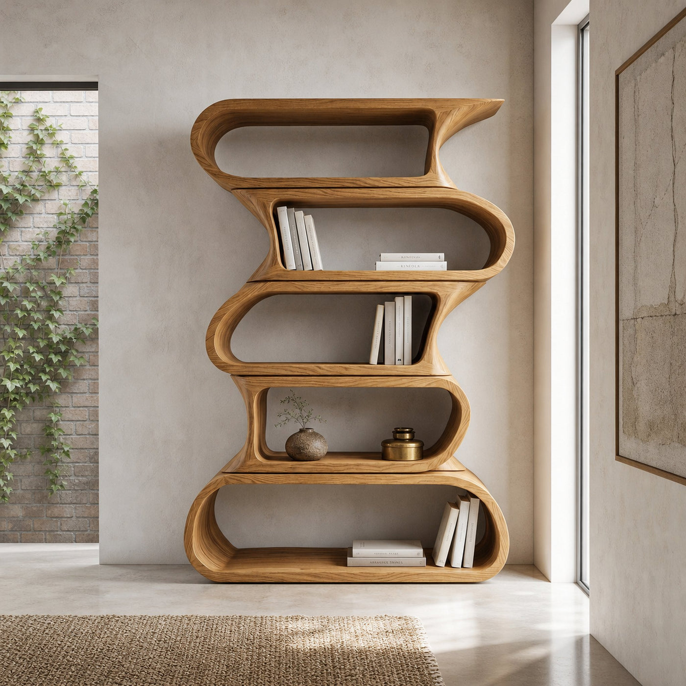 Contemporary Bookshelf With Rounded Tiers For Living Room - product view 5