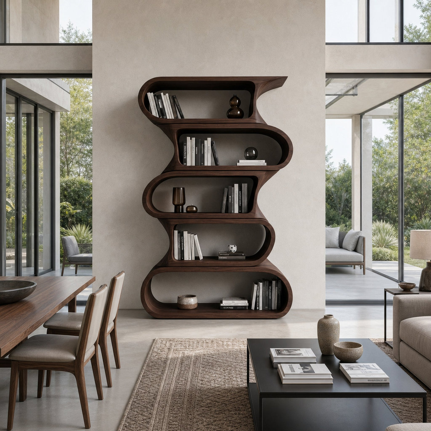 Contemporary Bookshelf With Rounded Tiers For Living Room - product view 7