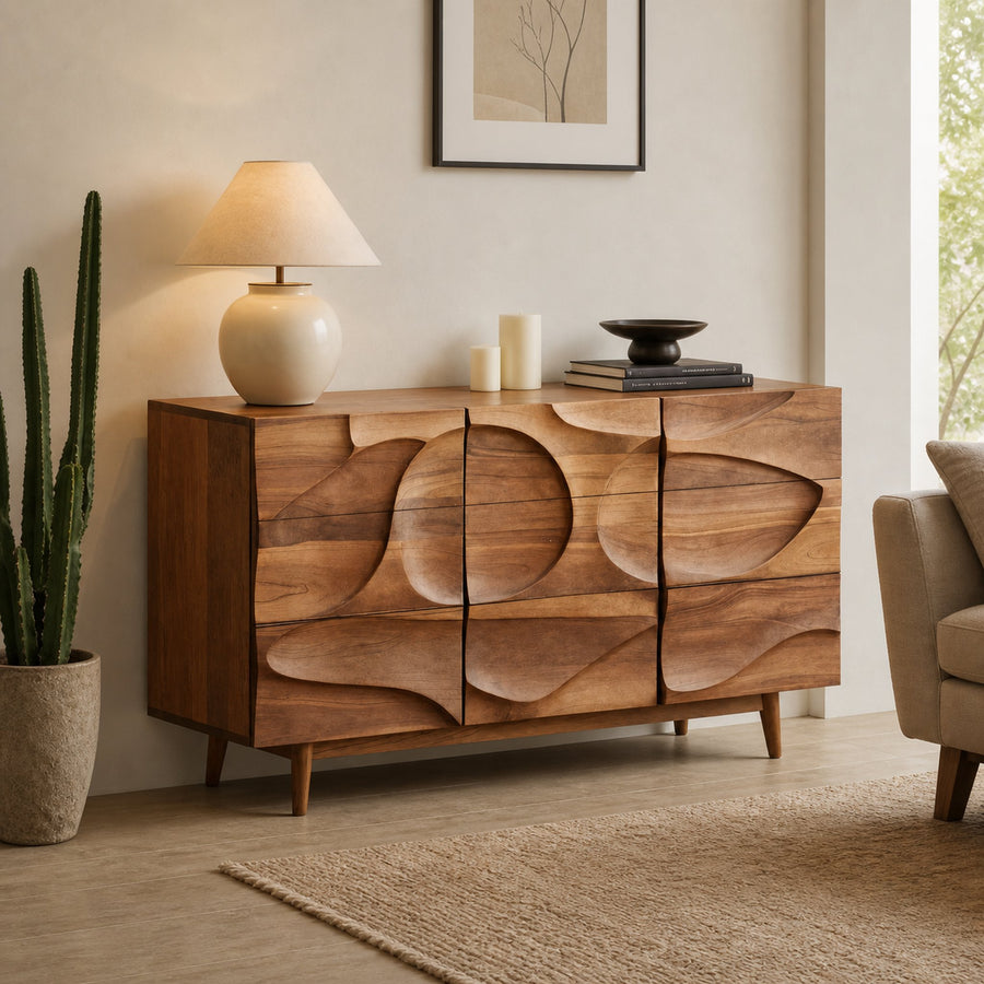 Contemporary Carved Sideboard For Living Room Or Dining Room